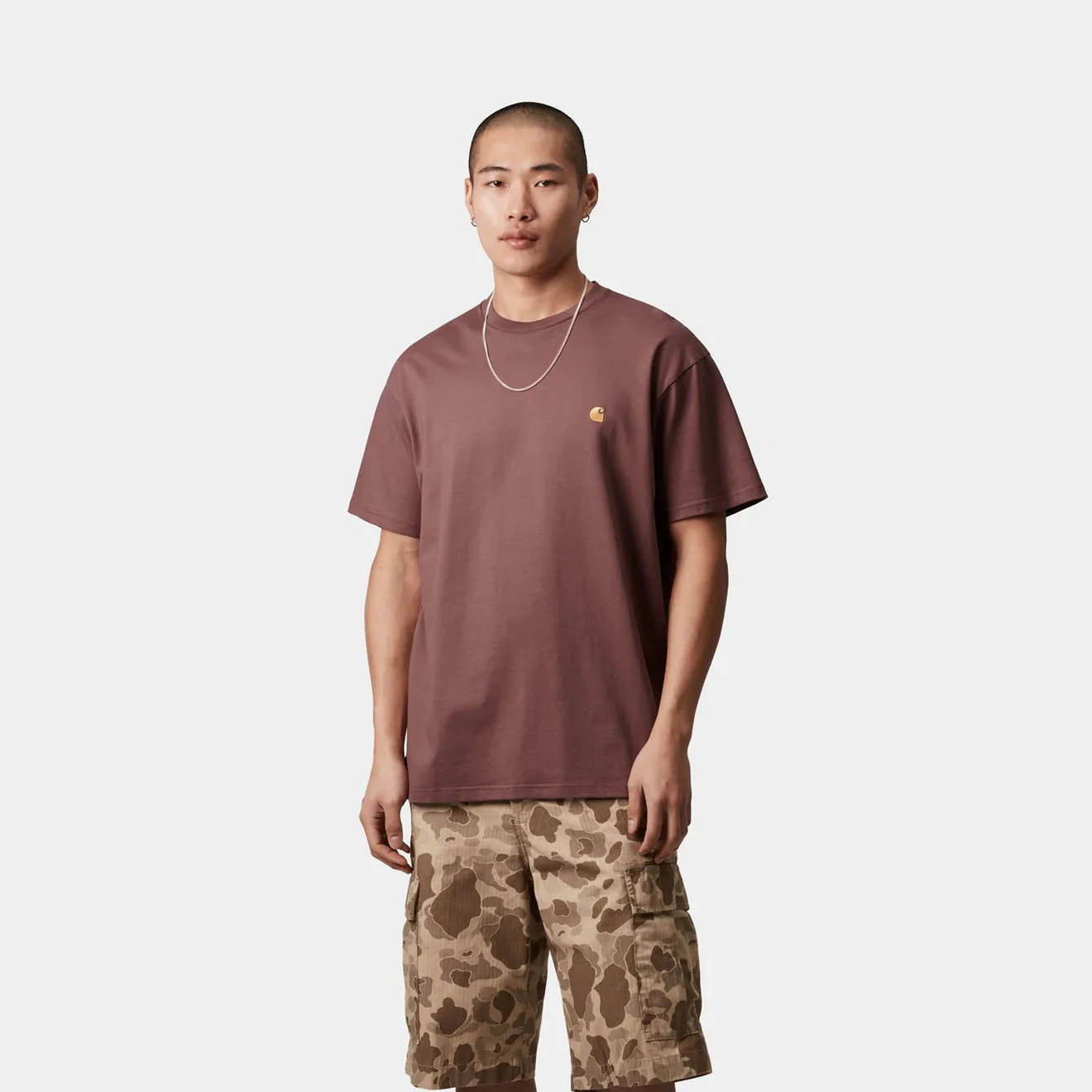 Carhartt WIP S/S Chase T-Shirt Dusky Pink / Gold - Image 3