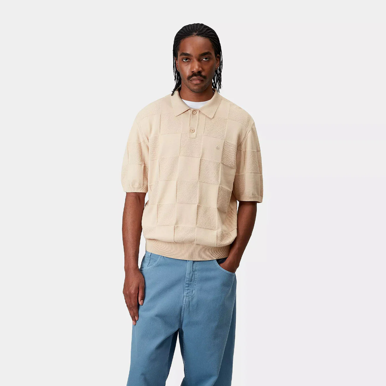 Carhartt WIP S/S Checker Polo Fleur De Sel - Image 3