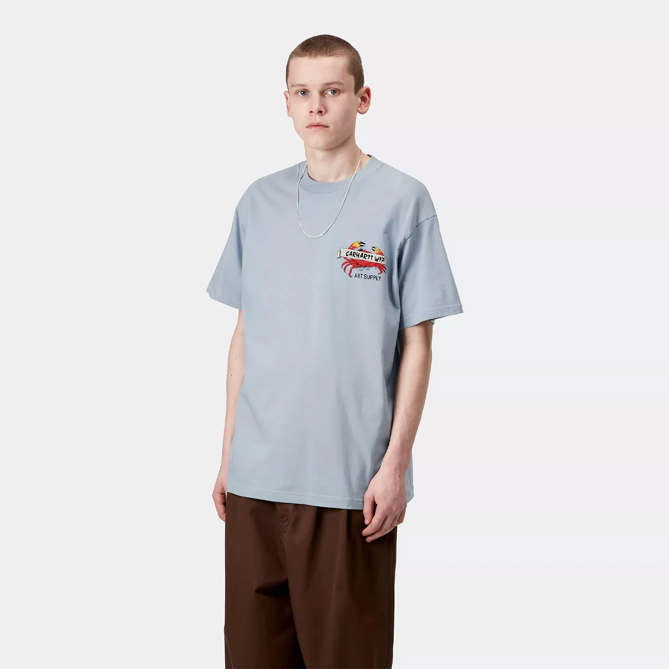 Carhartt WIP S/S Crab Paint T-Shirt Frosted Blue - Image 3