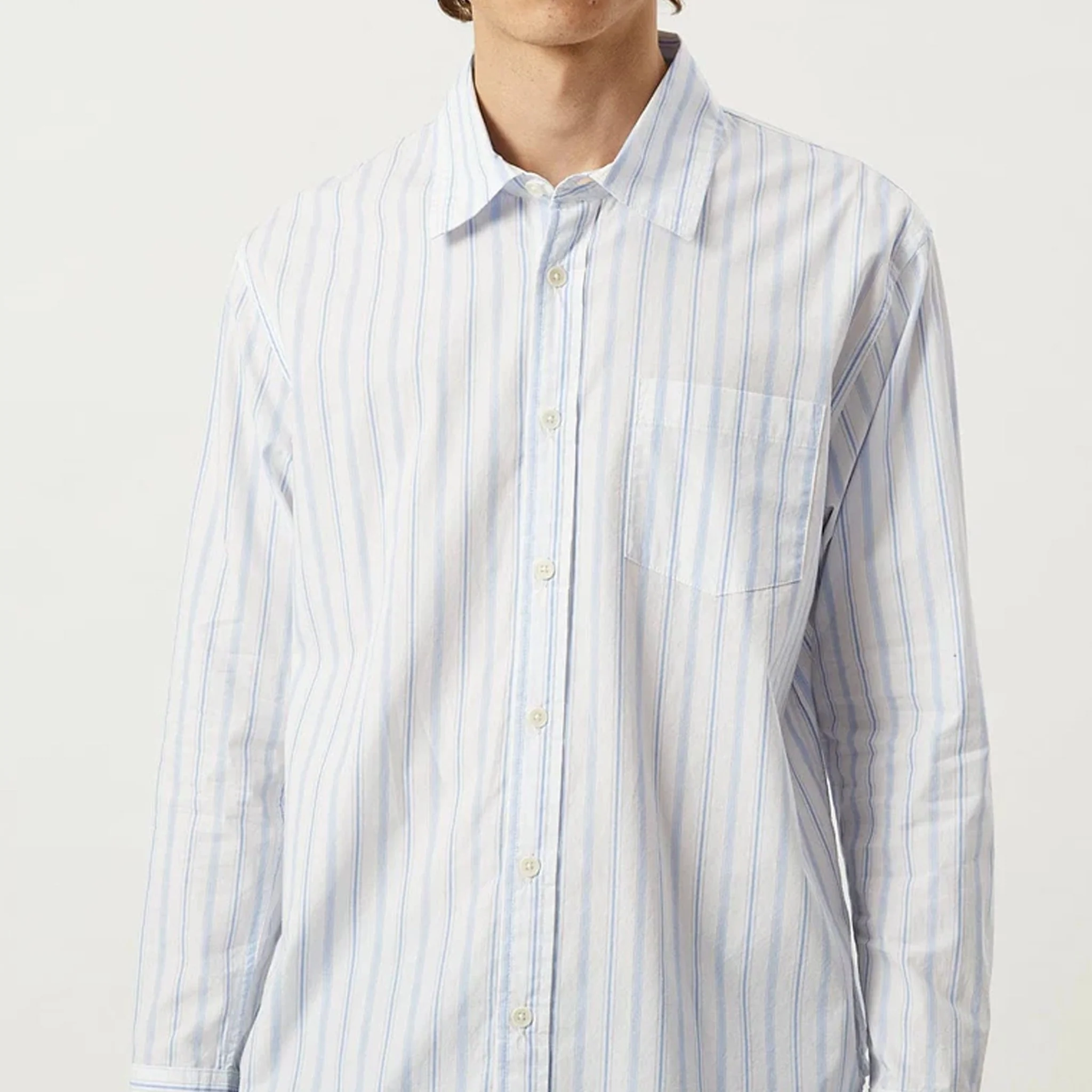 Corridor Berg Stripe L/S Shirt White / Blue - Image 3