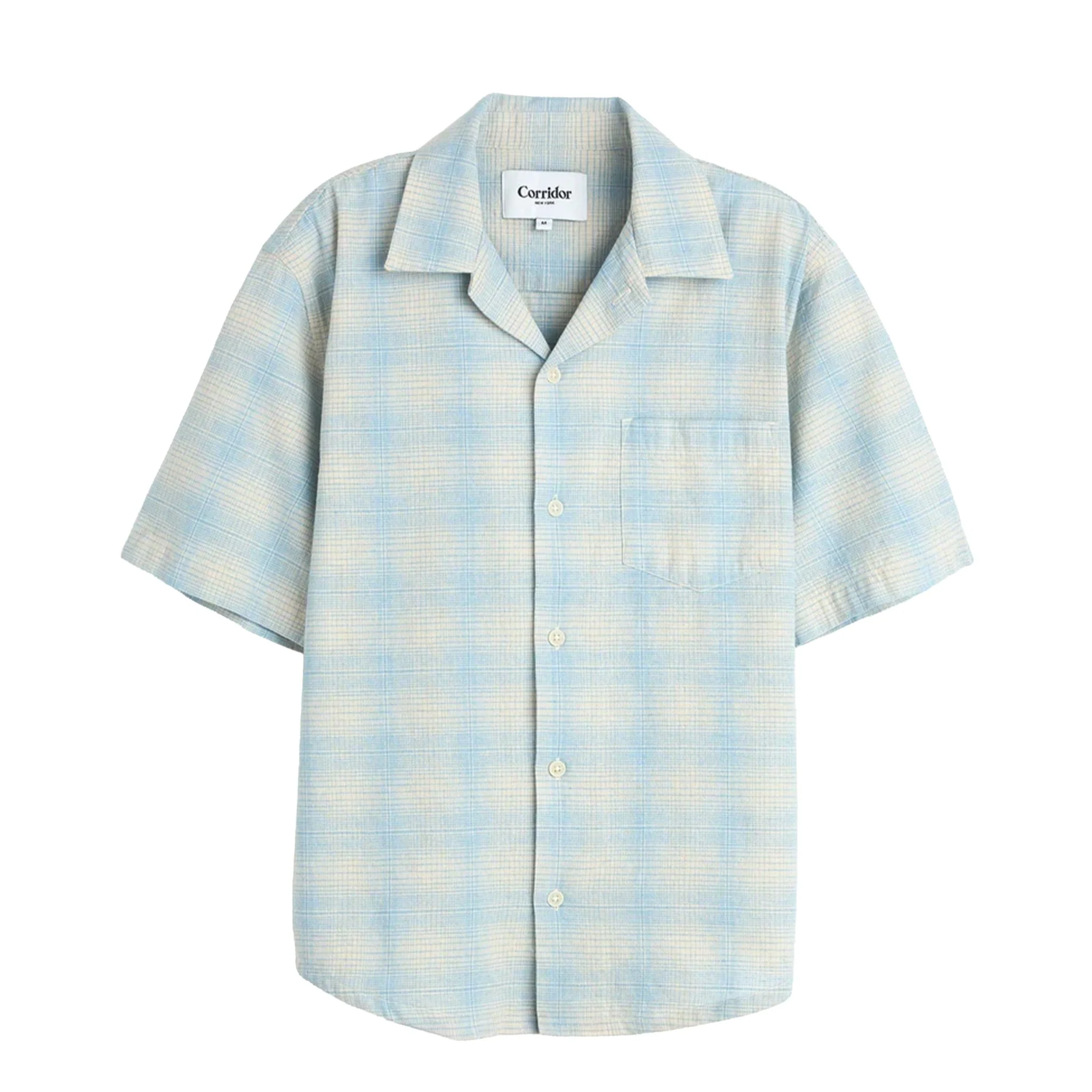 Corridor Linen Plaid S/S Shirt Light Blue
