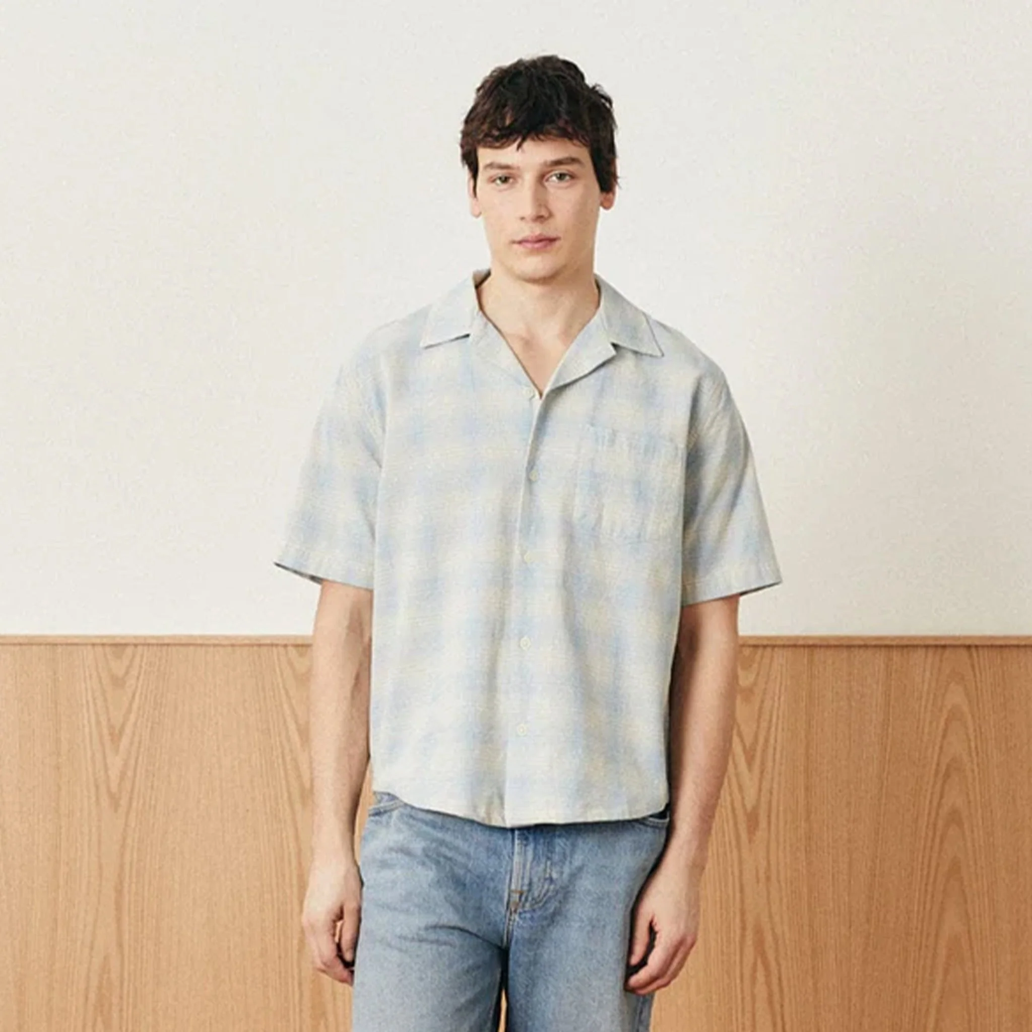 Corridor Linen Plaid S/S Shirt Light Blue - Image 2