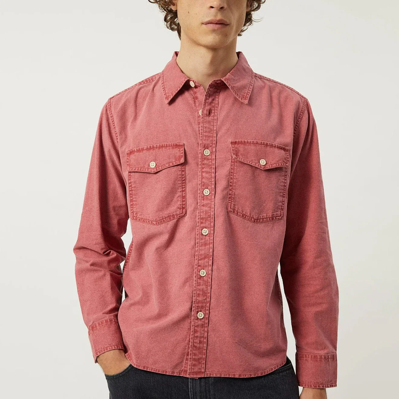 Corridor Pigment Dye Canvas L/S Shirt Red - Image 4