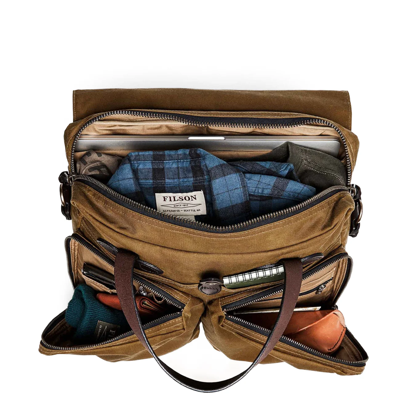 Filson 24 Hour Tin Briefcase Dark Tan - Image 5
