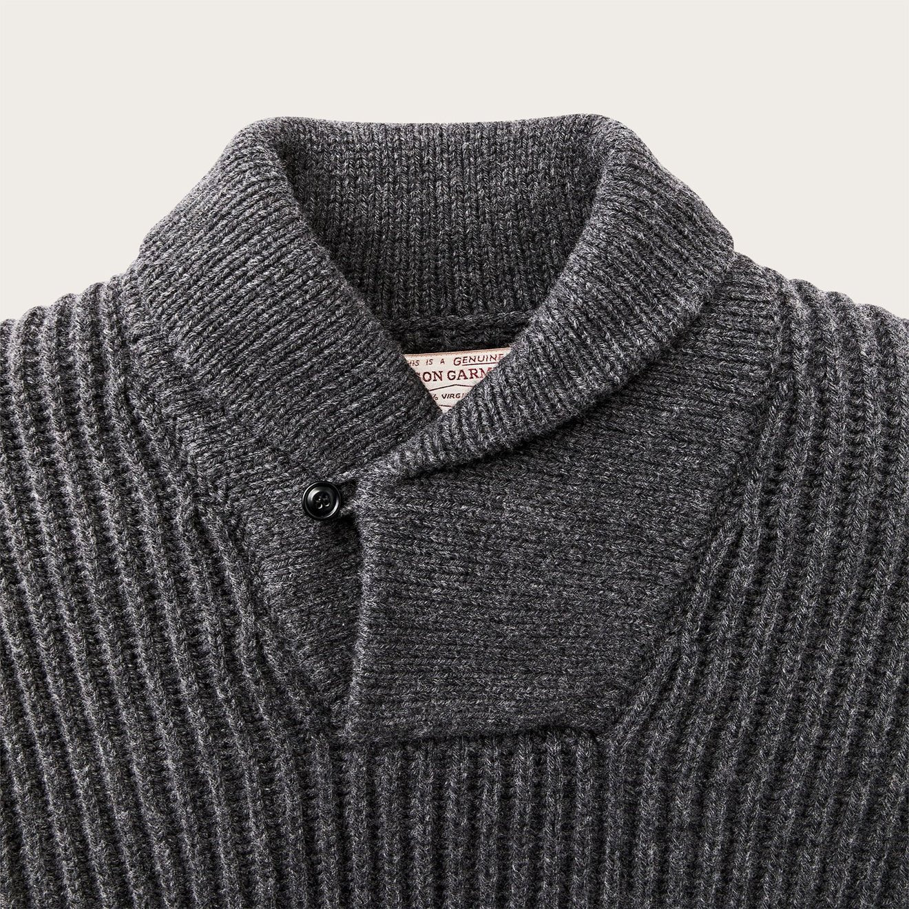 Filson Bristol Shawl Neck Sweater Gray Heather / Dark Charcoal - Image 3