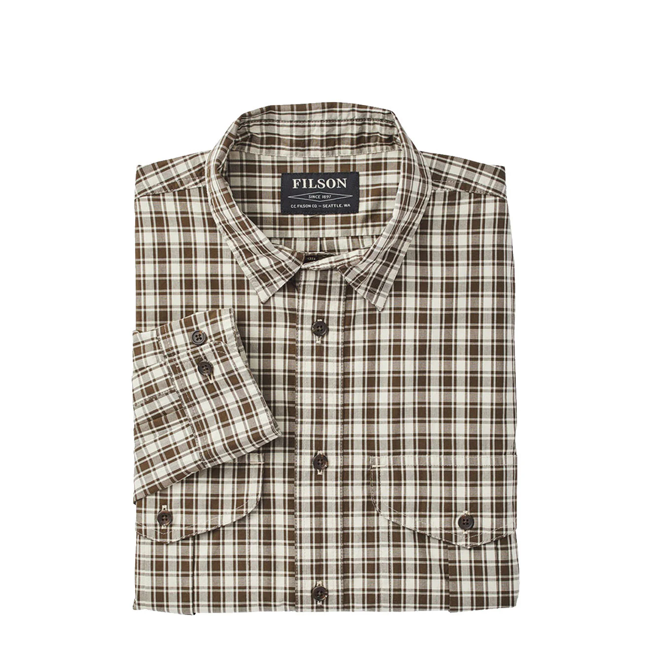 Filson Feather Cloth Shirt Natural / Dark Olive - Image 3