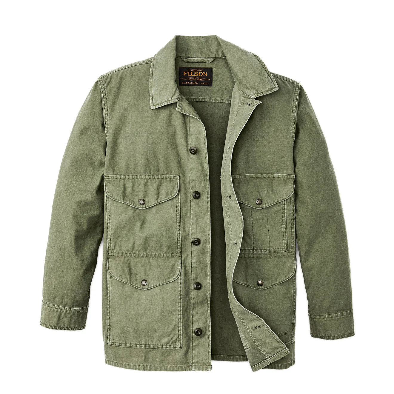 Filson Field Cruiser Jacket Reverse Sateen Washed Fatigue Green - Image 2