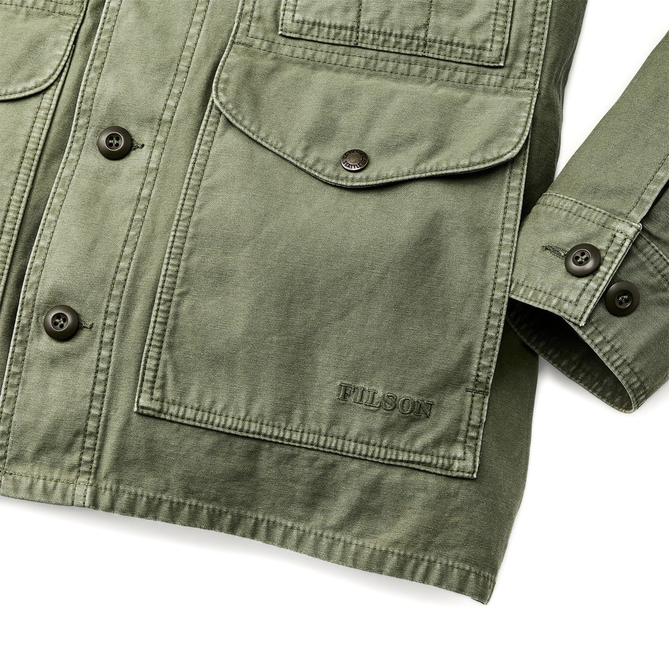 Filson Field Cruiser Jacket Reverse Sateen Washed Fatigue Green - Image 5