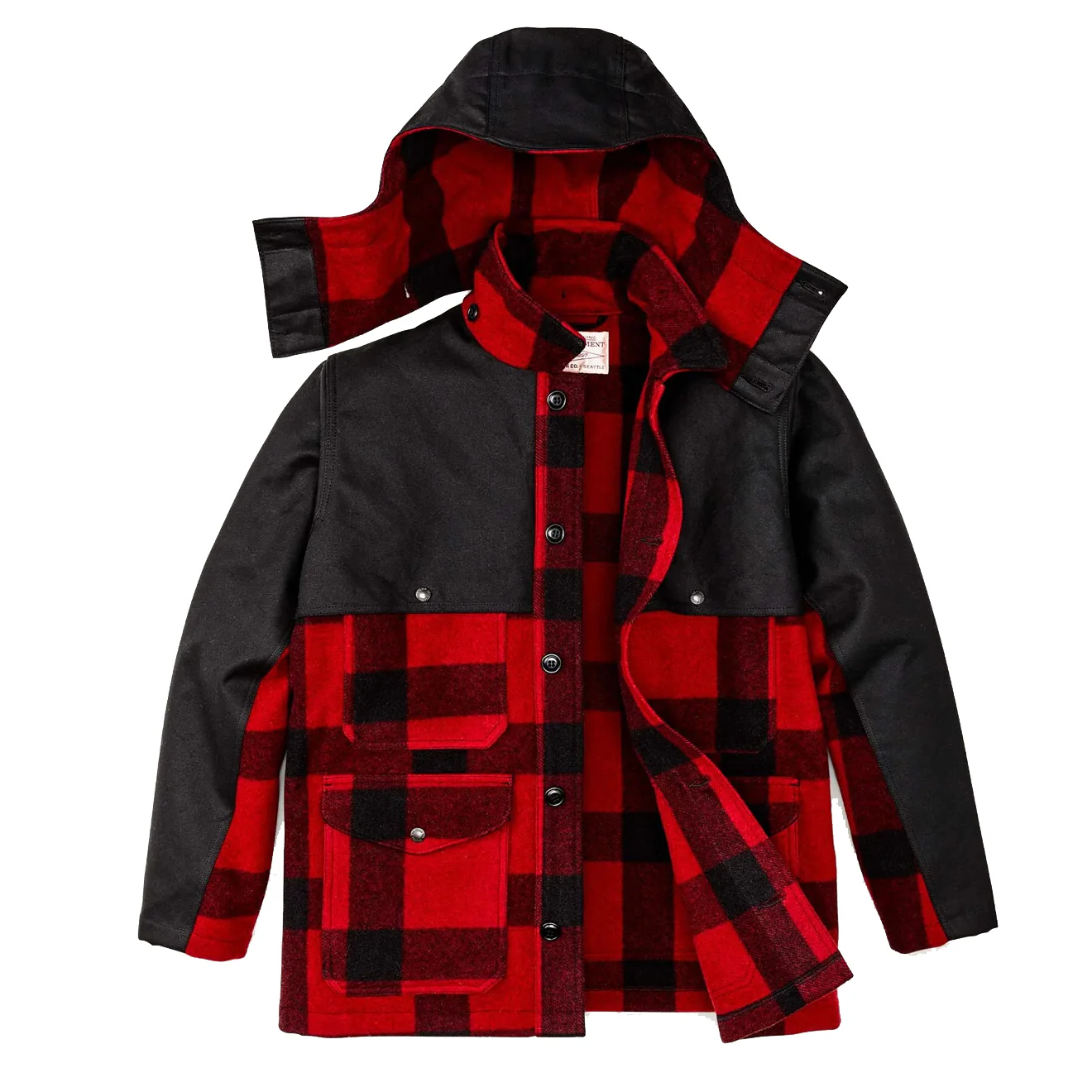 Filson Mackinaw Wool Double Coat Red Black Classic Plaid - Image 3