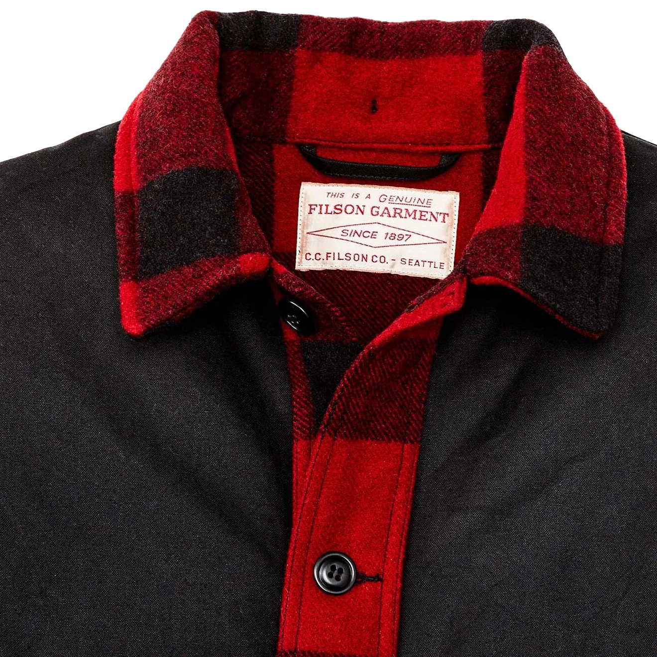 Filson Mackinaw Wool Double Coat Red Black Classic Plaid - Image 5