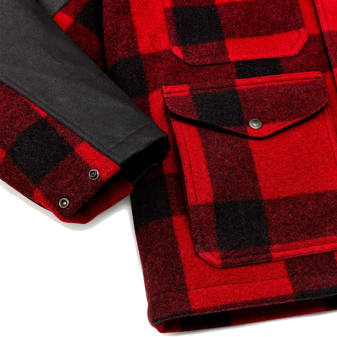 Filson Mackinaw Wool Double Coat Red Black Classic Plaid - Image 8