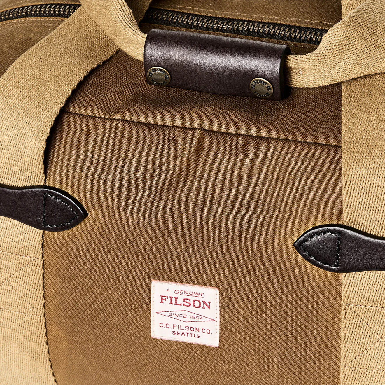 Filson Tin Cloth Small Duffle Bag Dark Tan - Image 5