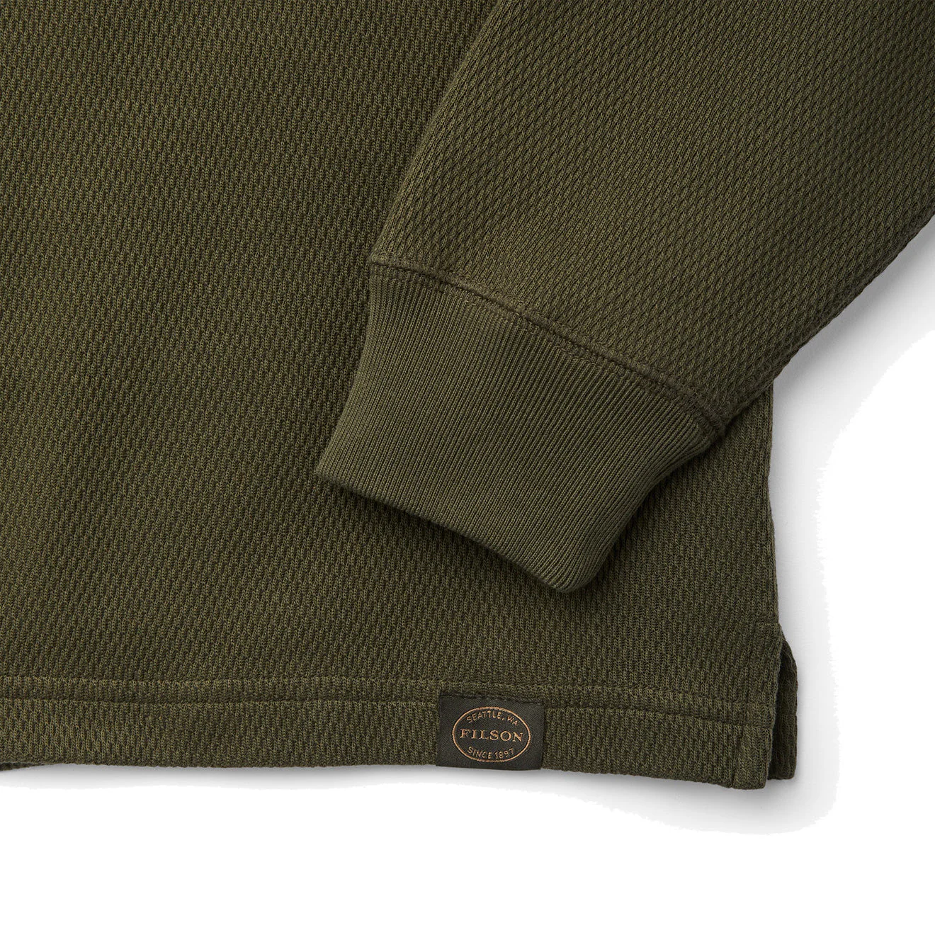Filson Waffle Knit Thermal Crew Neck L/S Top Mossy Rock - Image 3