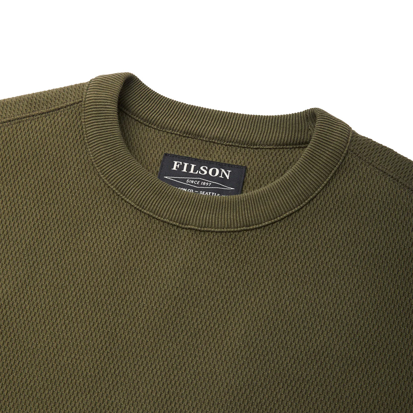 Filson Waffle Knit Thermal Crew Neck L/S Top Mossy Rock - Image 4