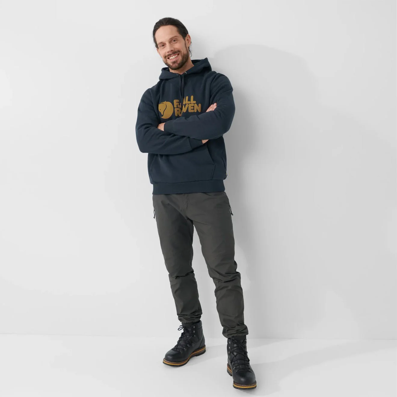 Fjallraven Logo Hoodie Black - Image 3