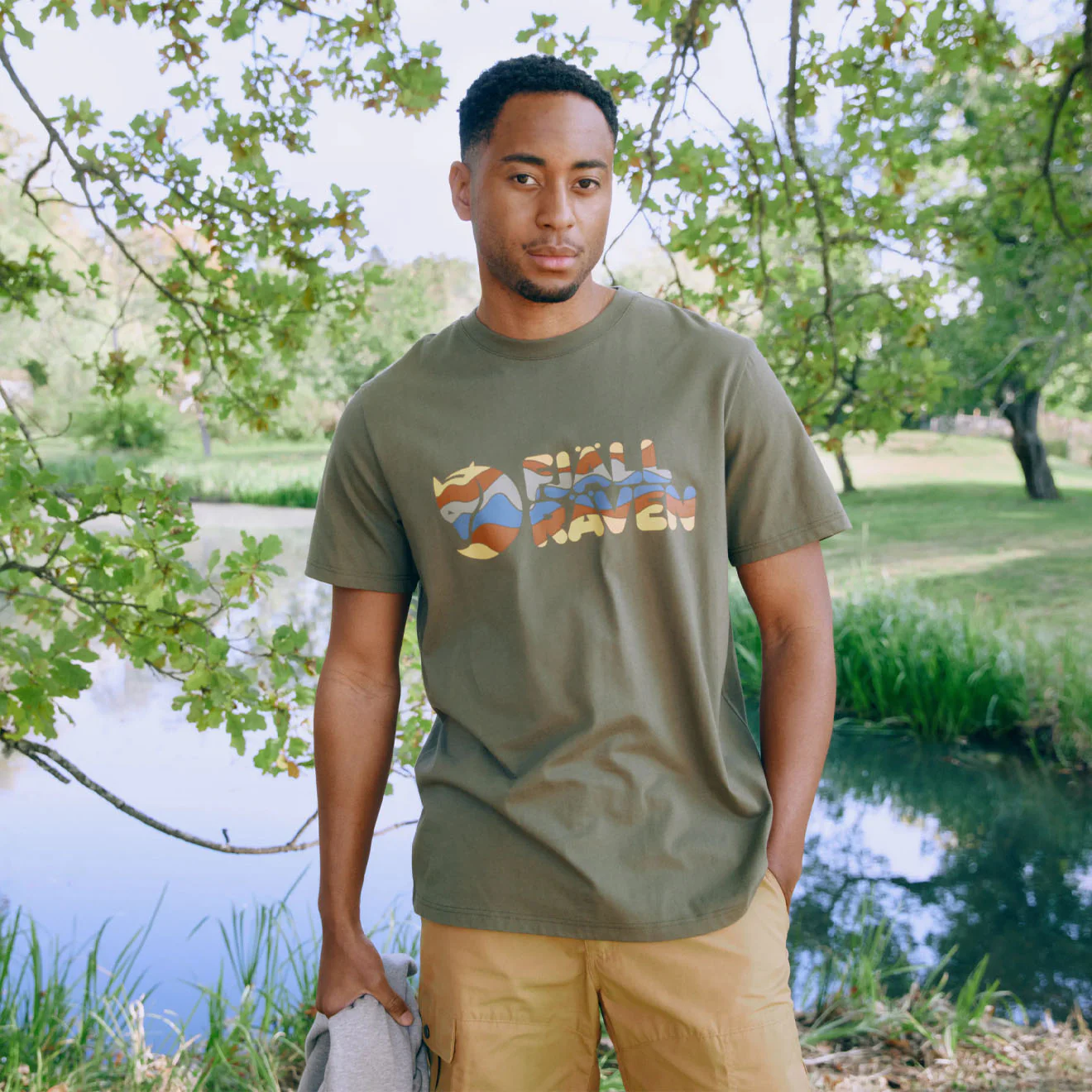 Fjallraven Multicolor Logo T-shirt Laurel Green - Image 2