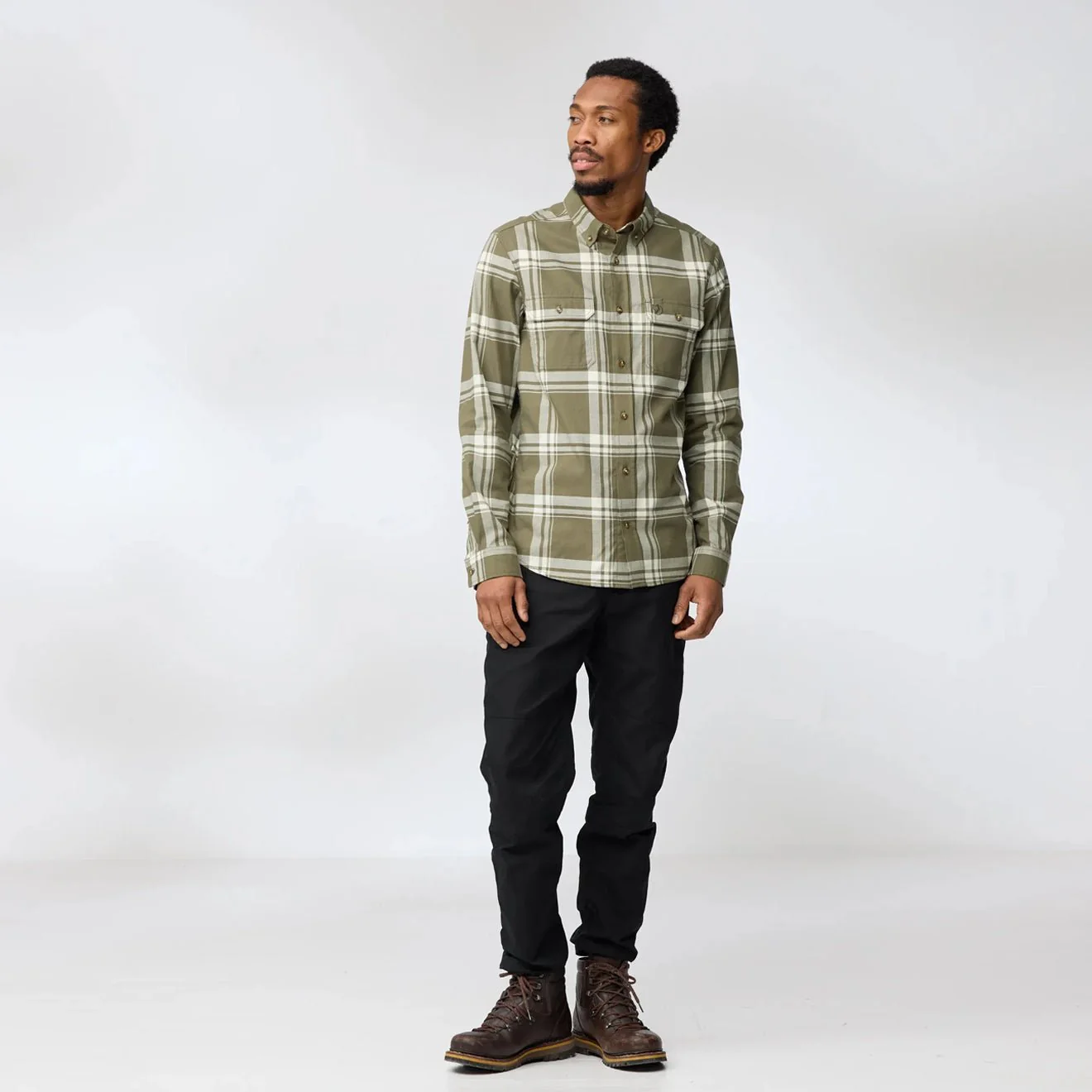 Fjallraven Ovik Lite Flannel Shirt Classic Dark Navy / Chalk White - Image 4