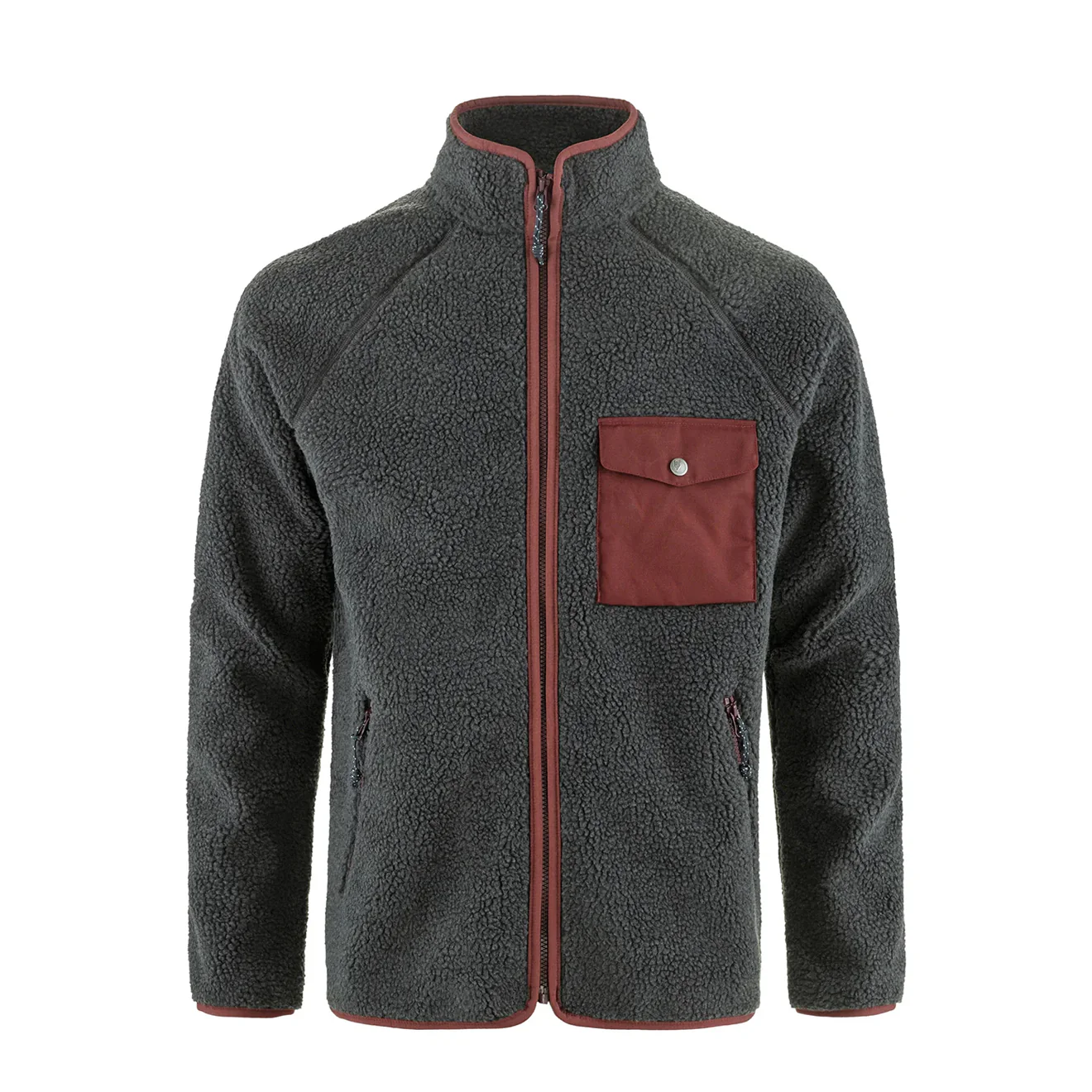 Fjallraven Vardag Pile Fleece Dark Grey / Maroon