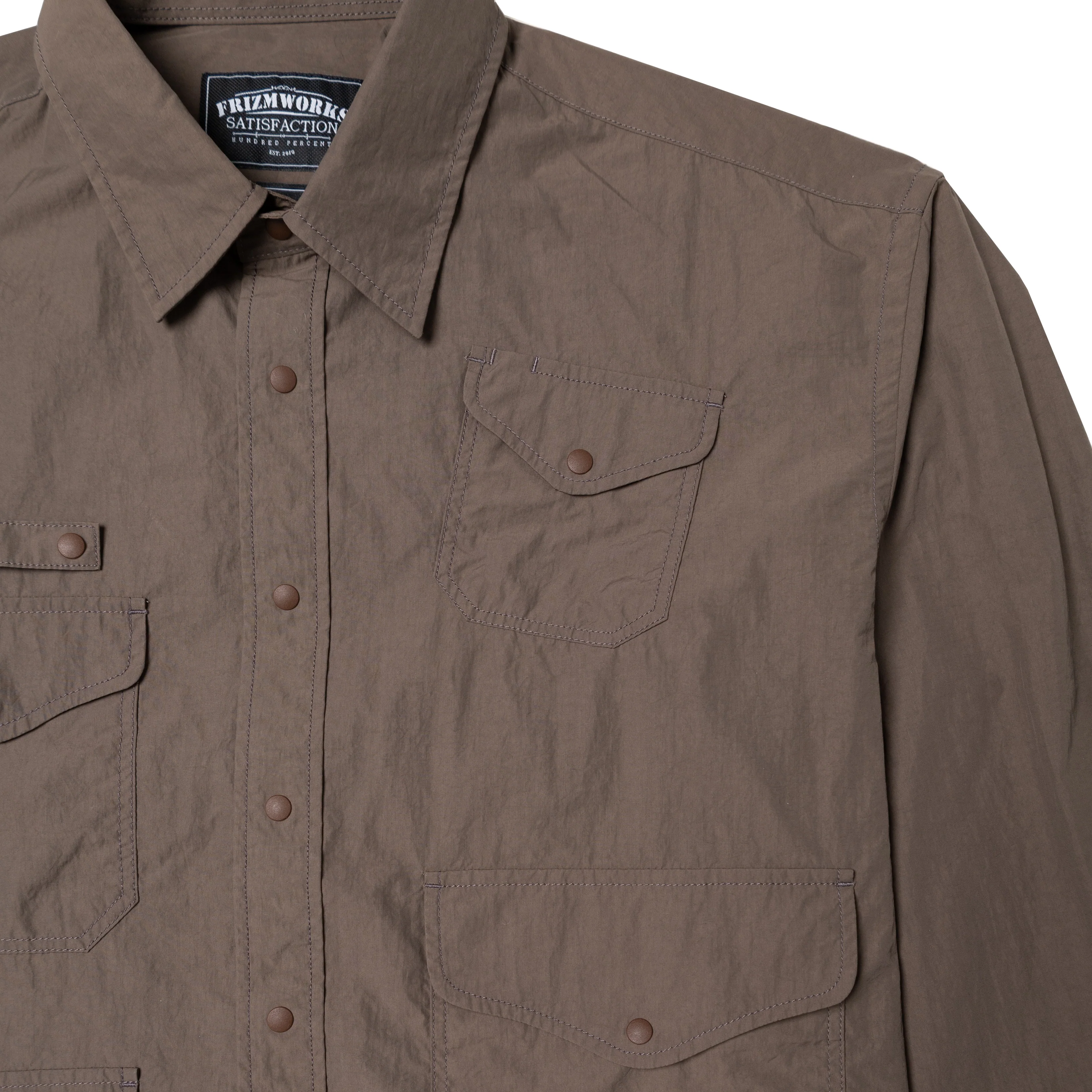 Frizmworks Nylon Utility Pocket Shirt Jacket Brown - Image 4