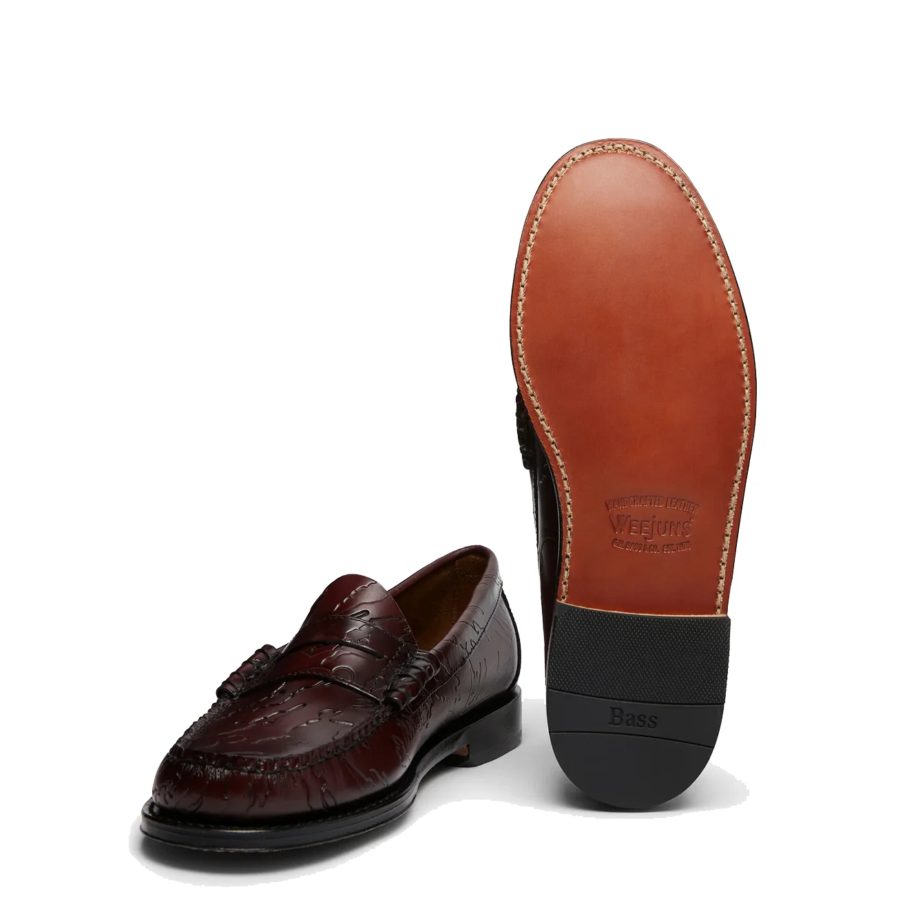G.H.Bass x Maharishi Larson Penny Loafers Wine Embossed Leather - Image 2