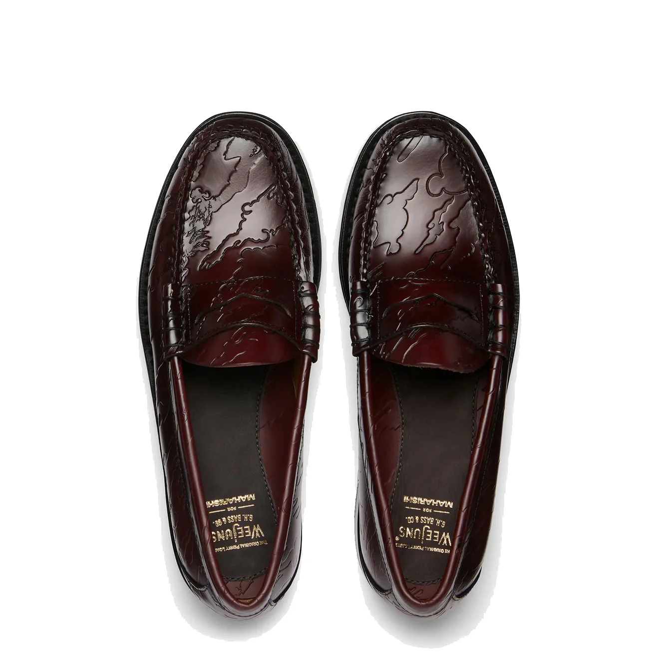 G.H.Bass x Maharishi Larson Penny Loafers Wine Embossed Leather - Image 4