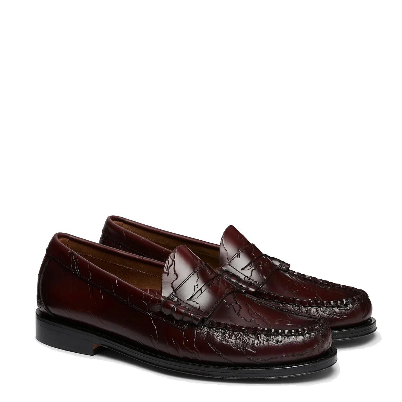 G.H.Bass x Maharishi Larson Penny Loafers Wine Embossed Leather - Image 5