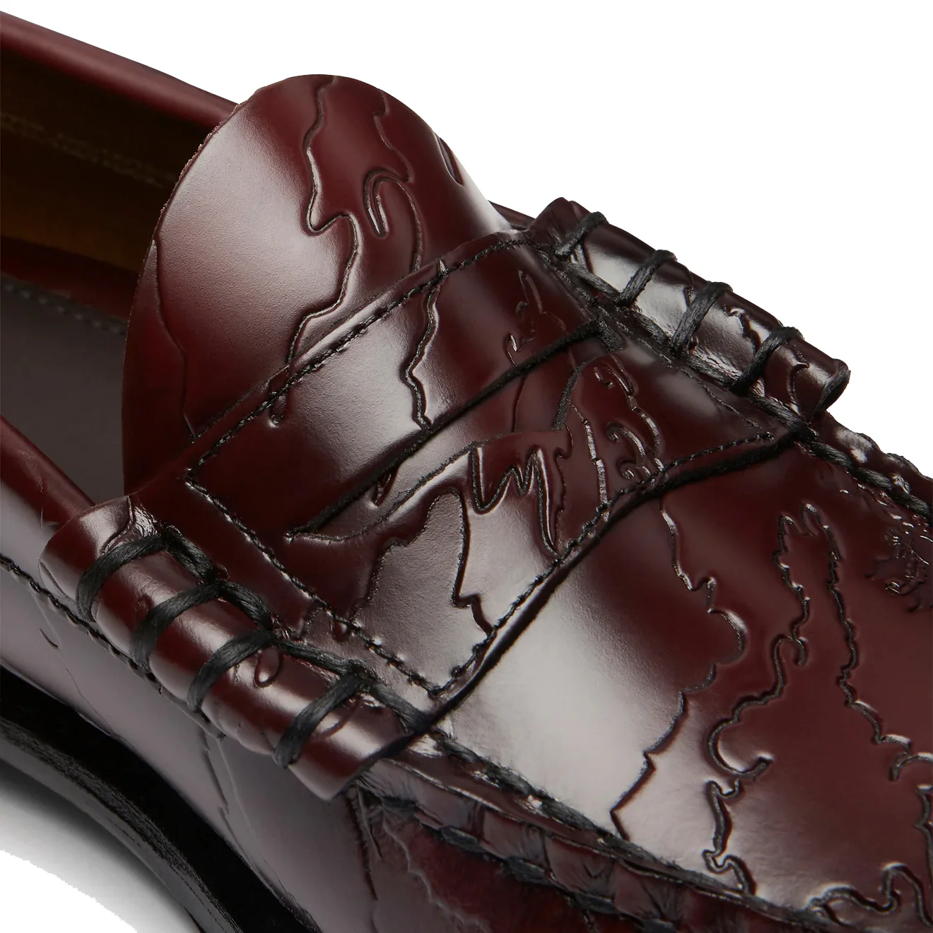 G.H.Bass x Maharishi Larson Penny Loafers Wine Embossed Leather - Image 6