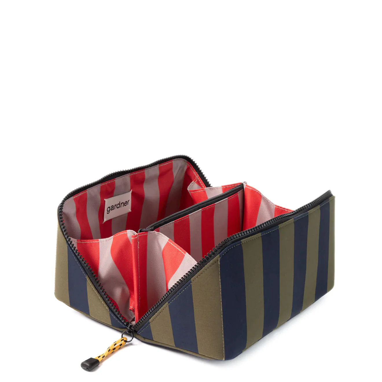 Caroline Gardner Diaganol Washbag Blue / Green Stripe - Image 3