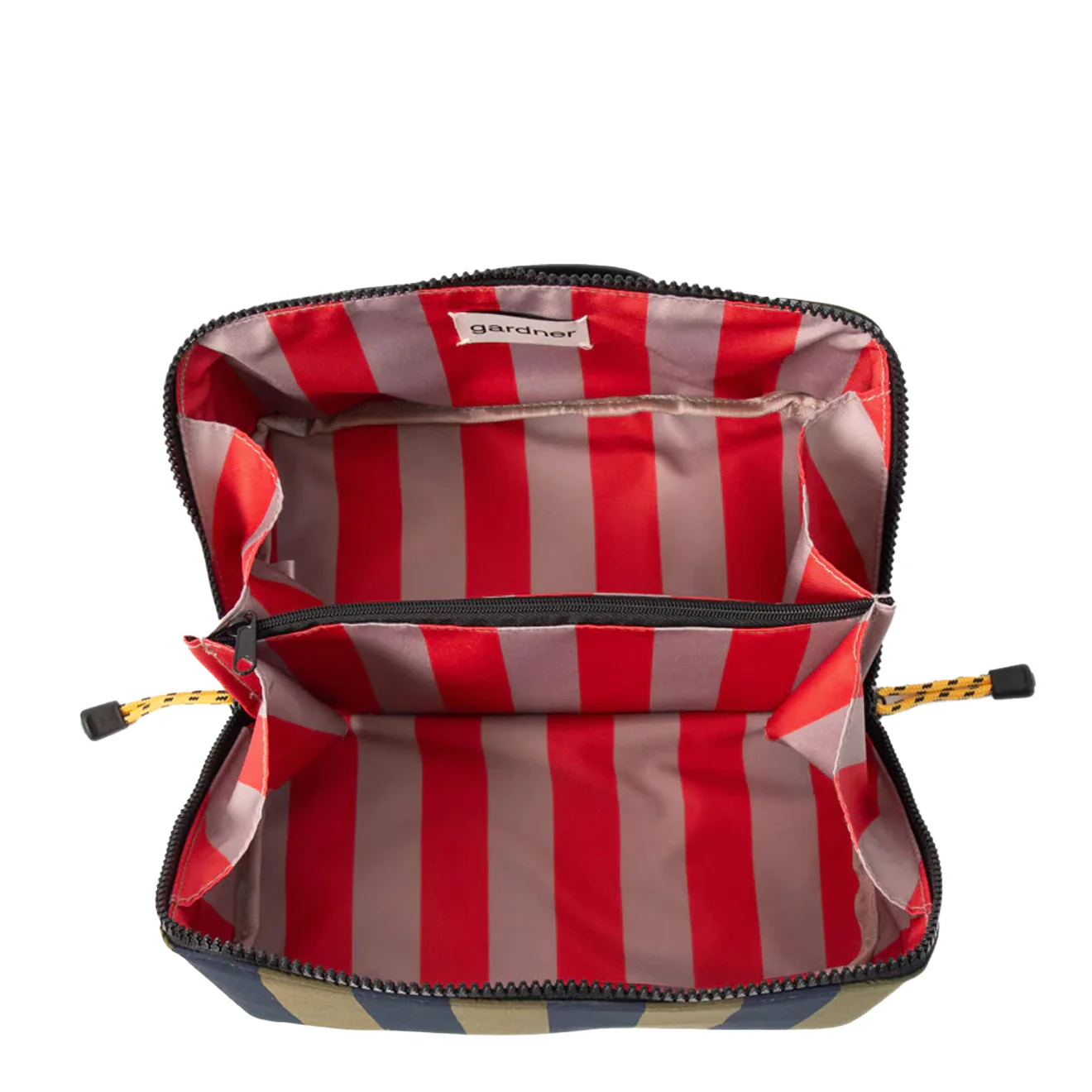 Caroline Gardner Diaganol Washbag Blue / Green Stripe - Image 4