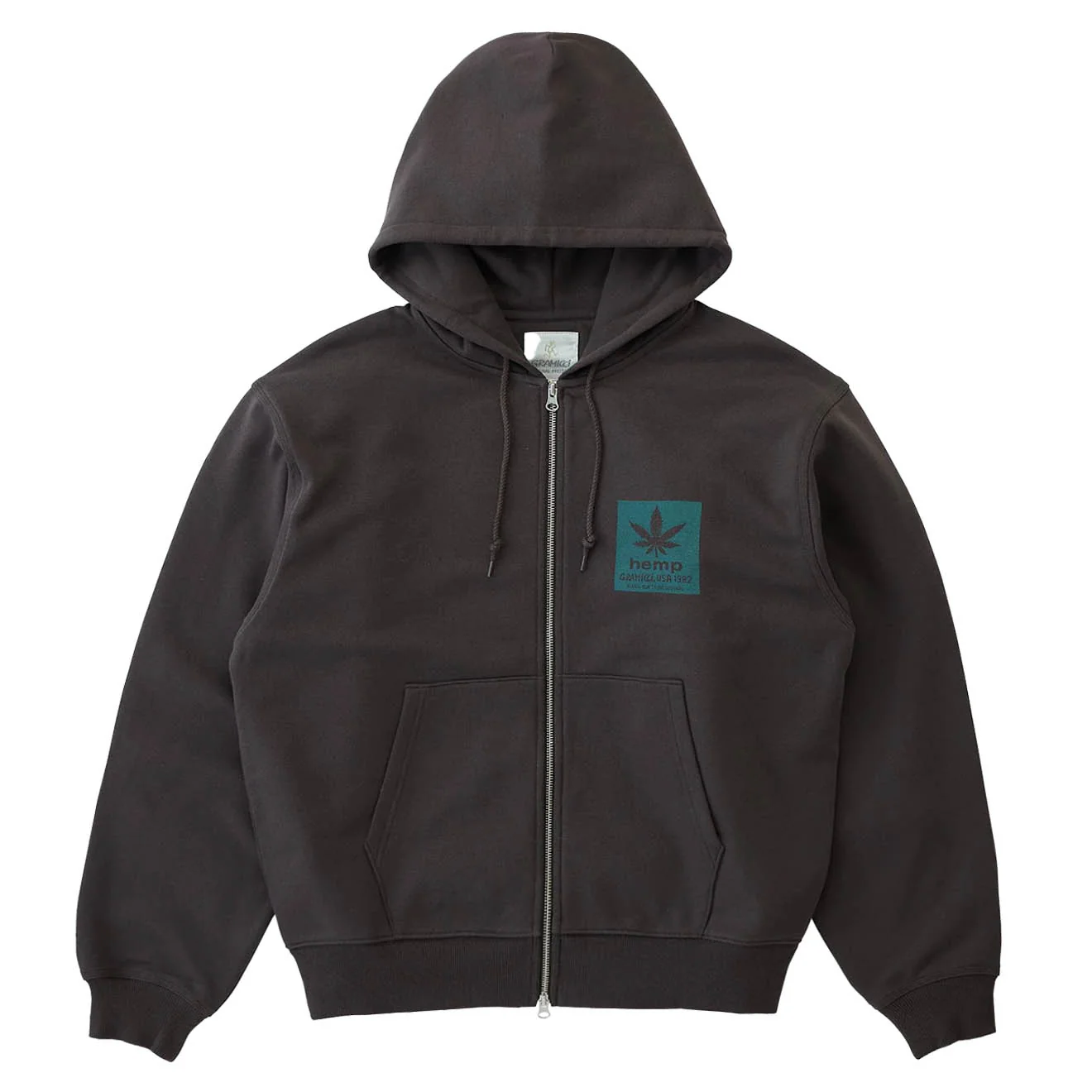 Gramicci Hemp Zip Hooded Sweatshirt Deep Brown
