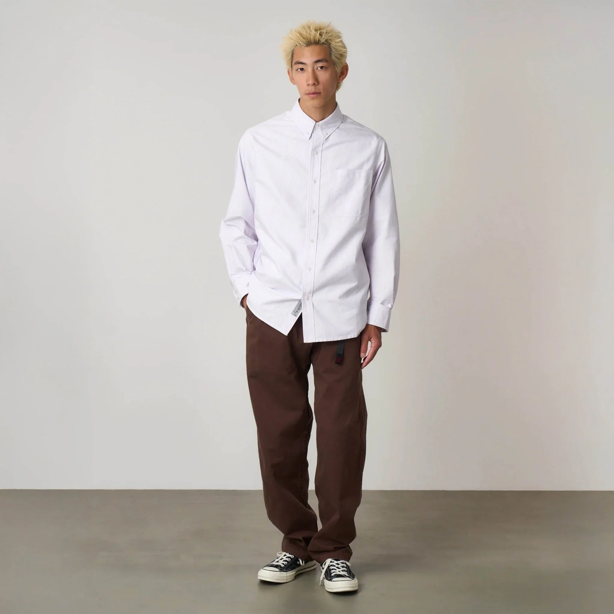 Gramicci Oxford Button Down Stance Shirt Iris Stripe - Image 3
