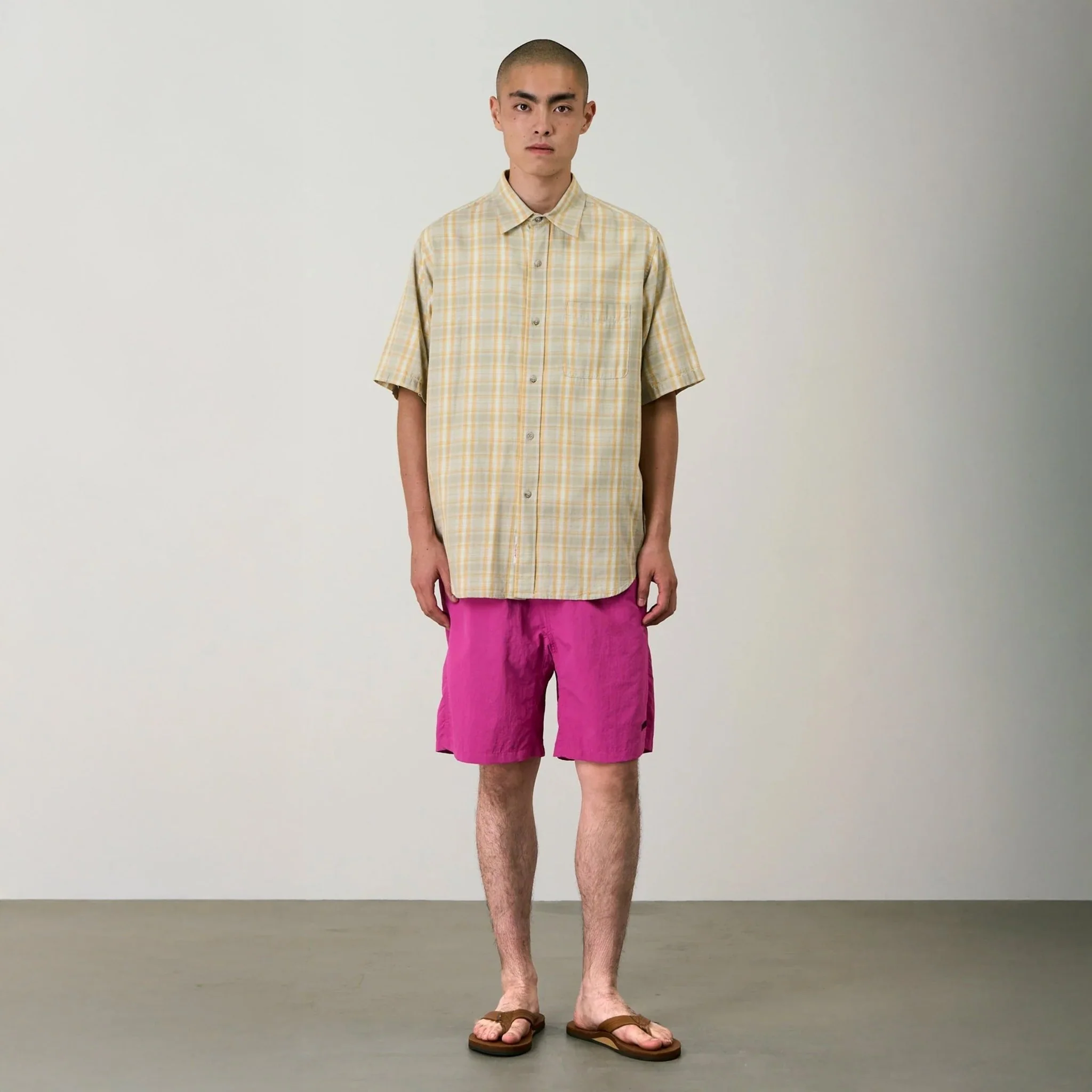 Gramicci S/S Checkered Ombre Shirt Mustard - Image 3