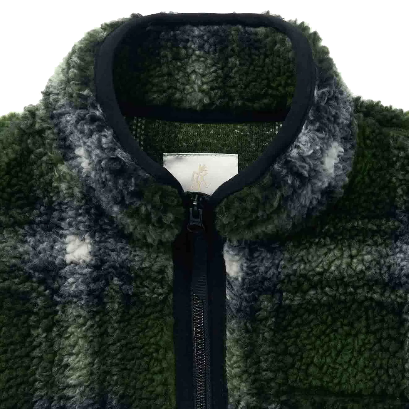 Gramicci Shadow Plaid Sherpa Jacket Olive Shadow Plaid - Image 3
