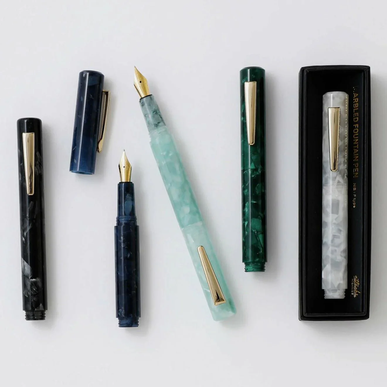 Hightide Attache Marbled Fountain Pen Mint - Image 4