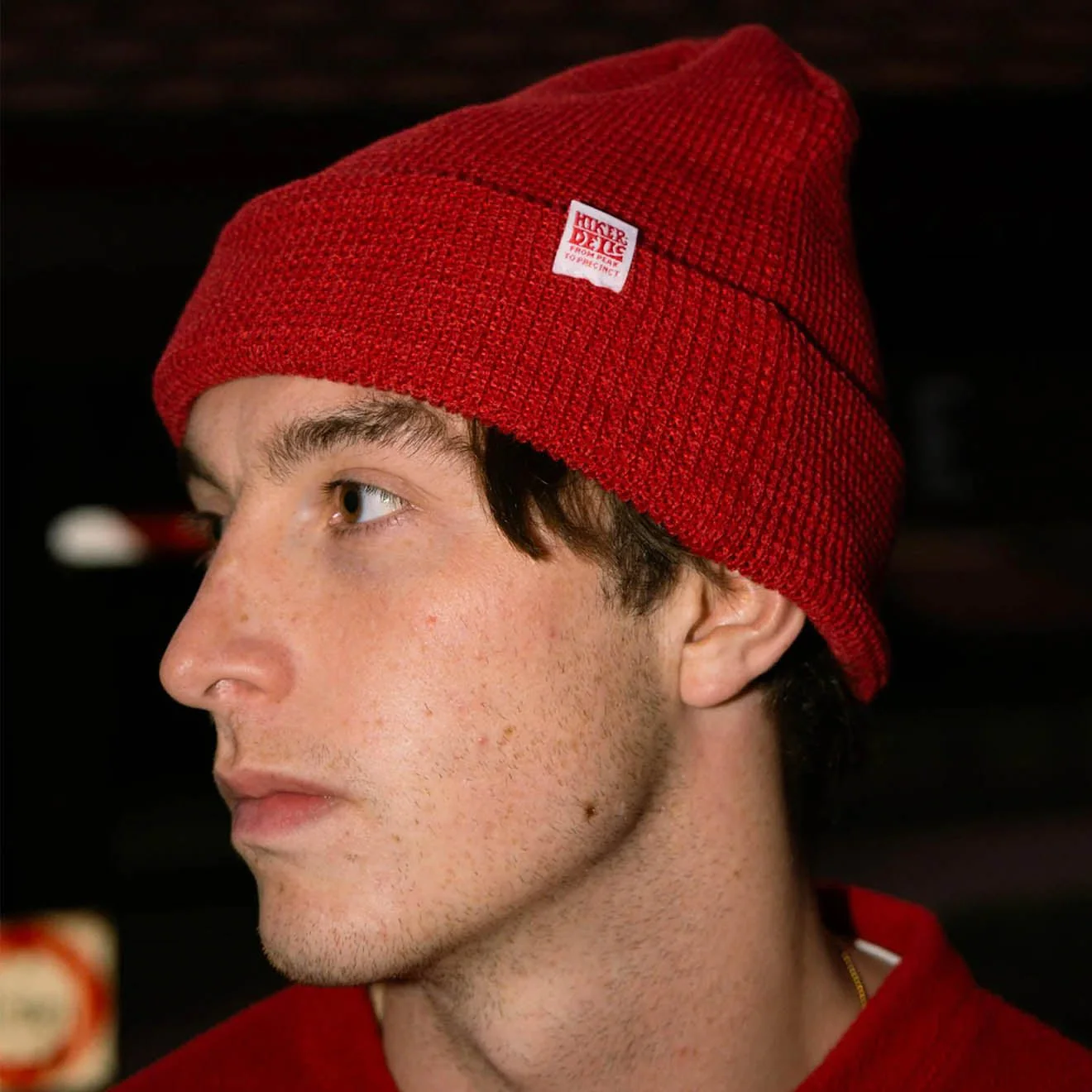 Hikerdelic Hikerdelic Waffle Beanie Hat Red - Image 2