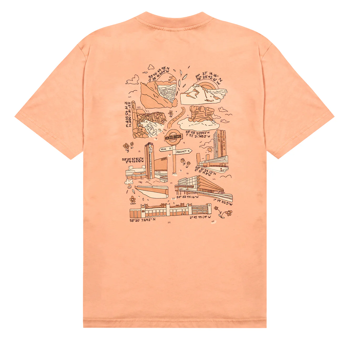 Hikerdelic Peak & Precinct SS T-Shirt Coral - Image 2