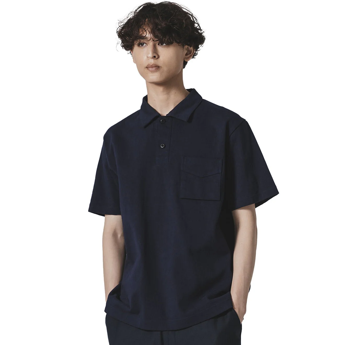 Jackman Dotsume Pocket Polo Navy - Image 2