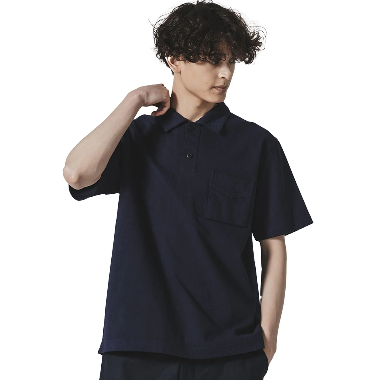 Jackman Dotsume Pocket Polo Navy - Image 3