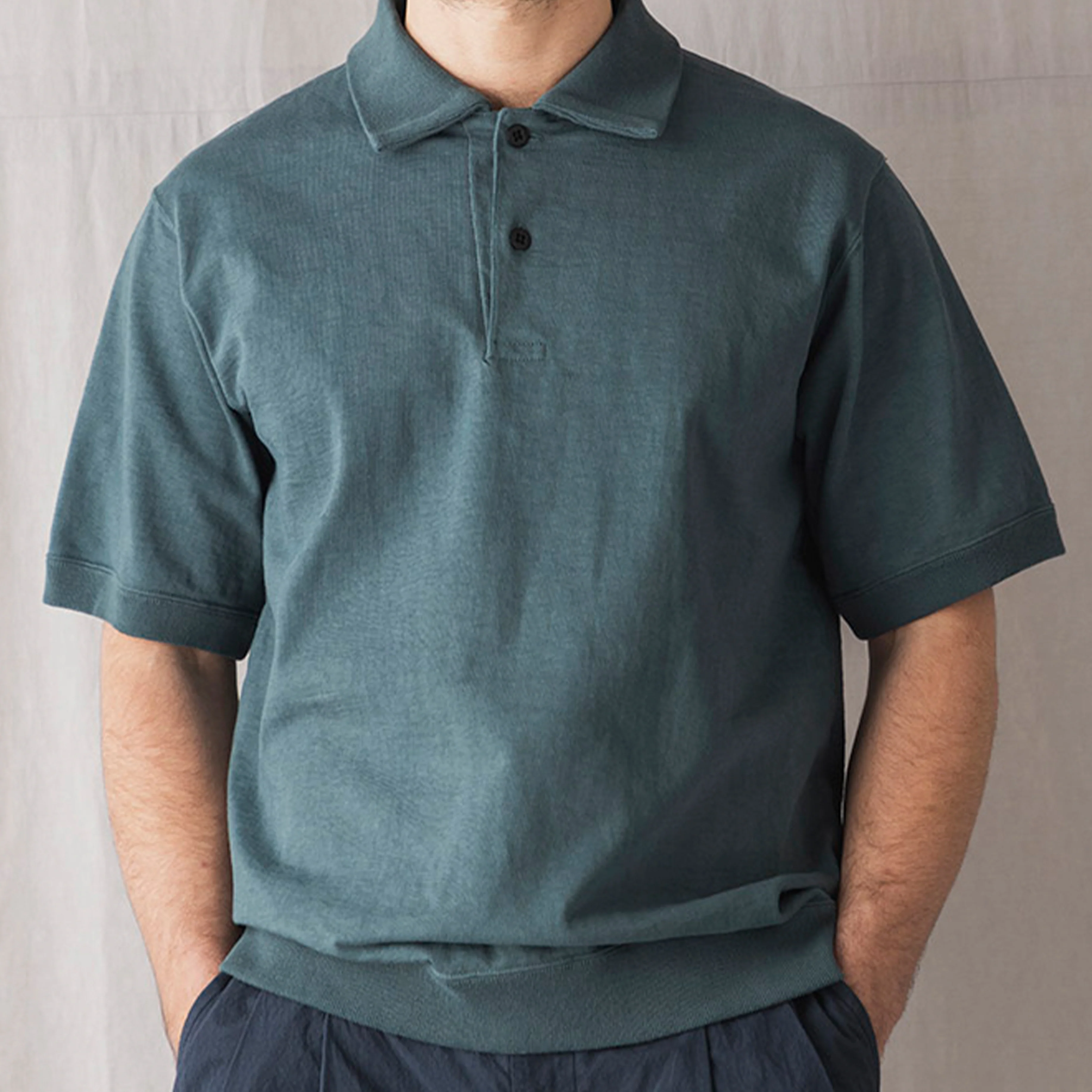 Jackman Dotsume Rib S/S Polo Shirt Black - Image 2