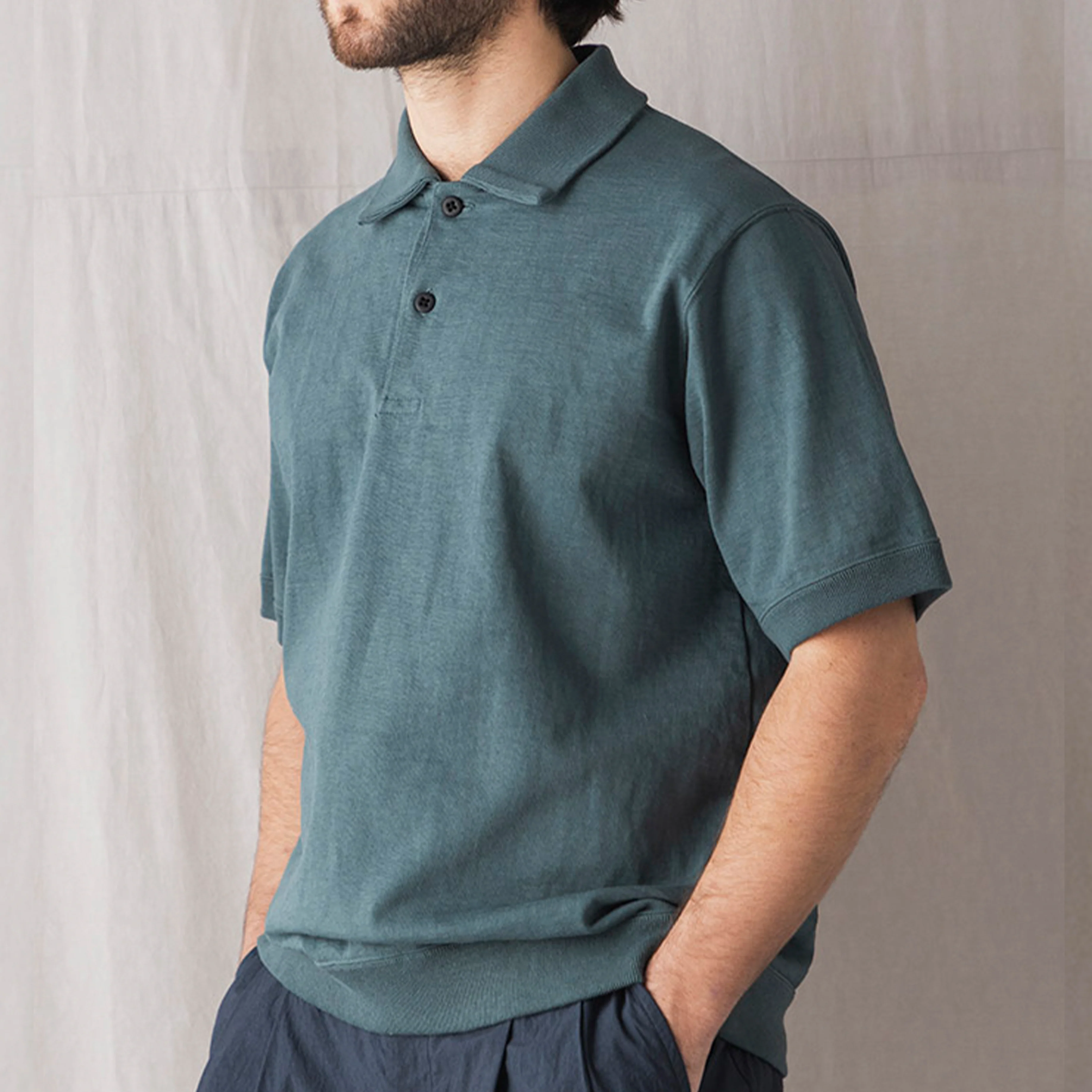 Jackman Dotsume Rib S/S Polo Shirt Black - Image 3