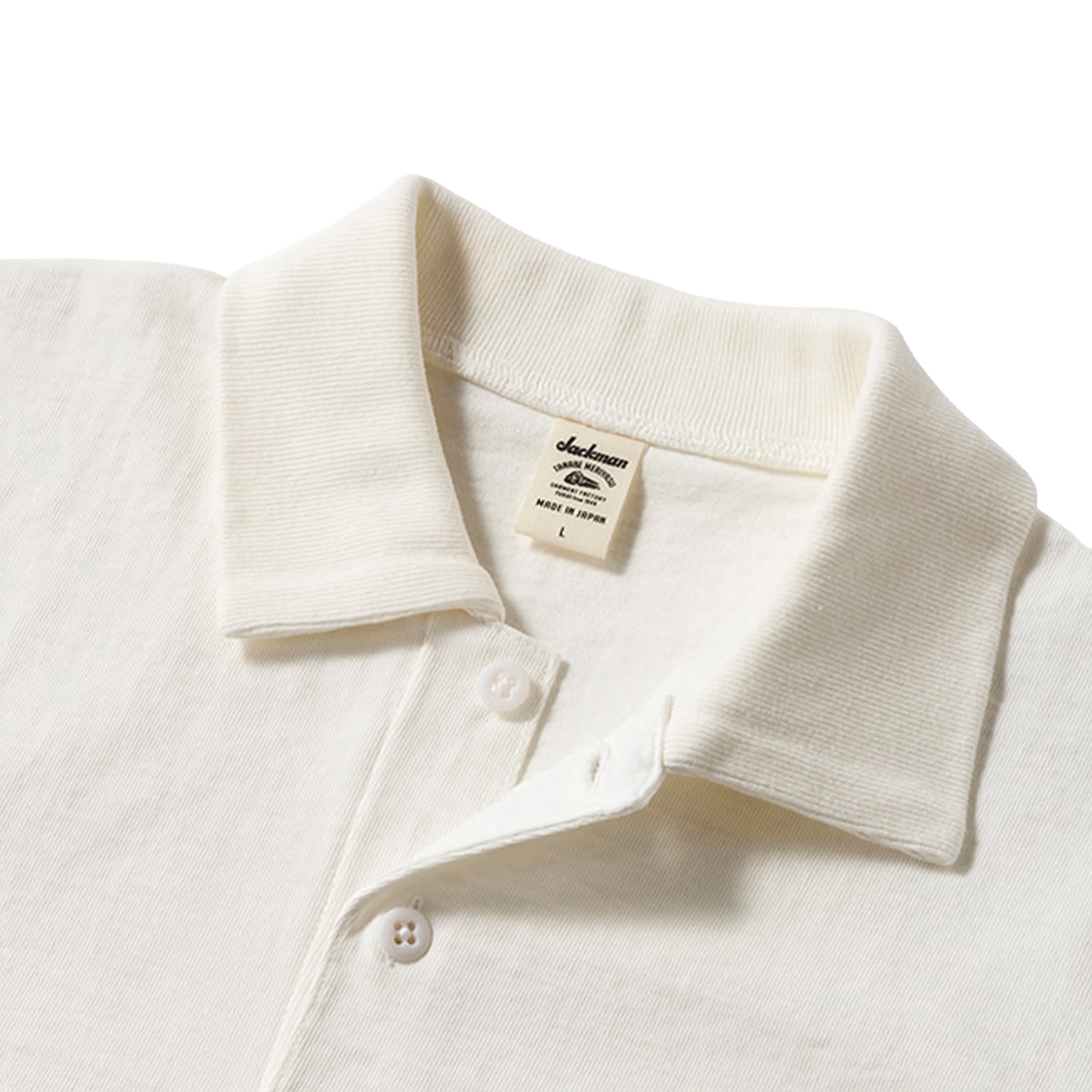 Jackman Dotsume Rib S/S Polo Shirt Off White - Image 2