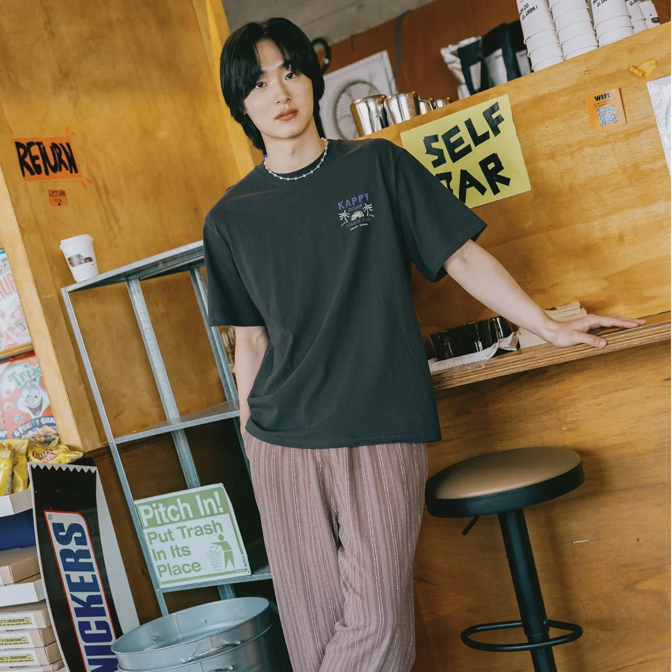 Kappy Palm Coast Half T-Shirt Charcoal - Image 3