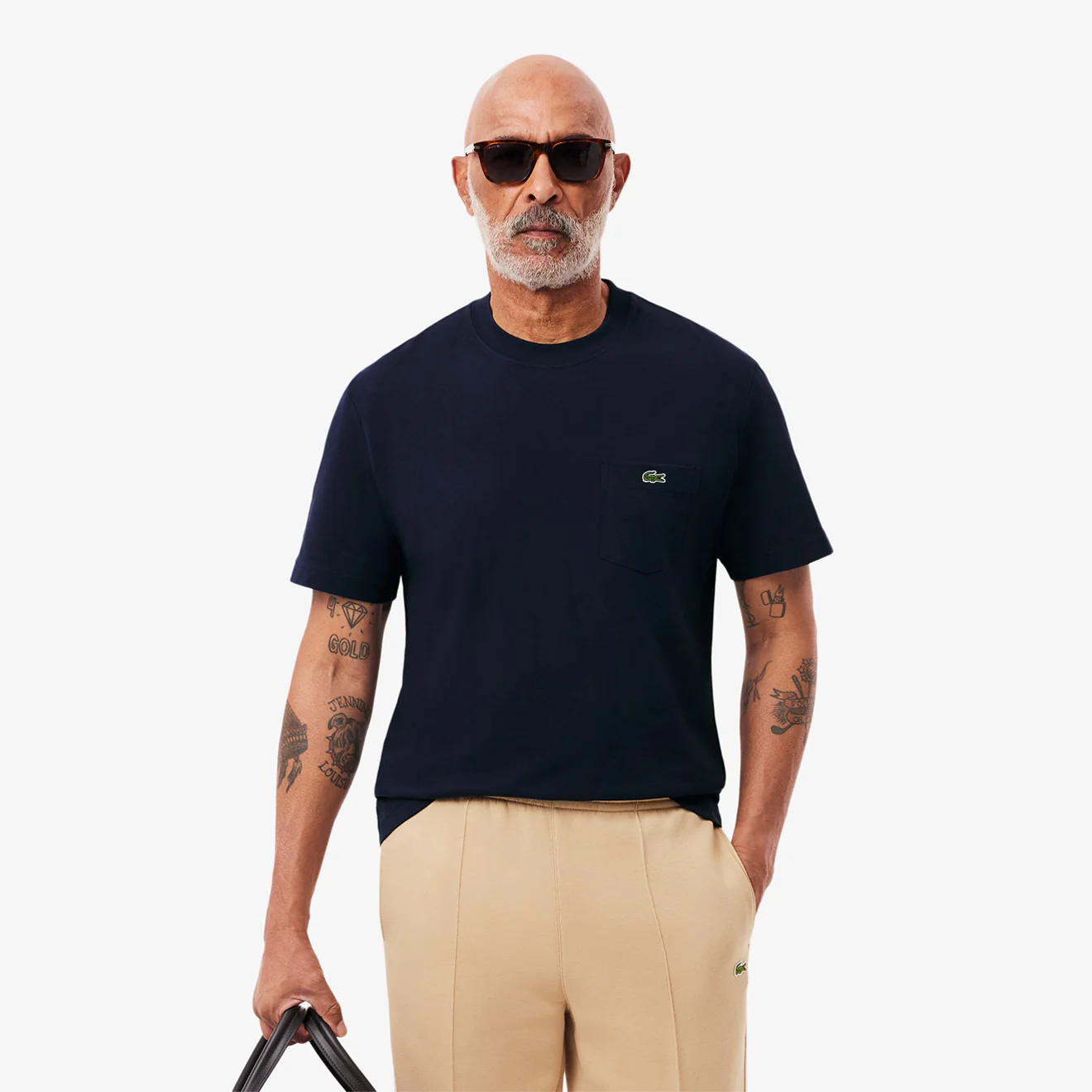 Lacoste Cotton T-Shirt with Breast Pocket Midnight Blue - Image 3