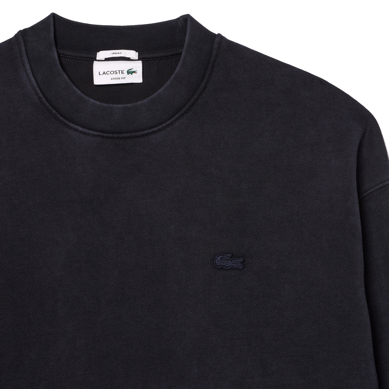 Lacoste Loose Fit Washed Effect Fleece Sweatshirt Black - Image 2