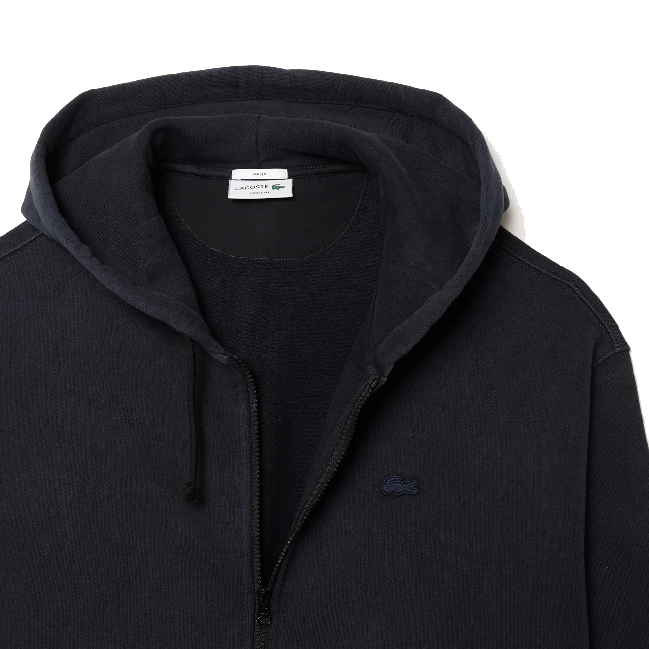 Lacoste Loose Fit Washed Effect Hoodie Black - Image 3