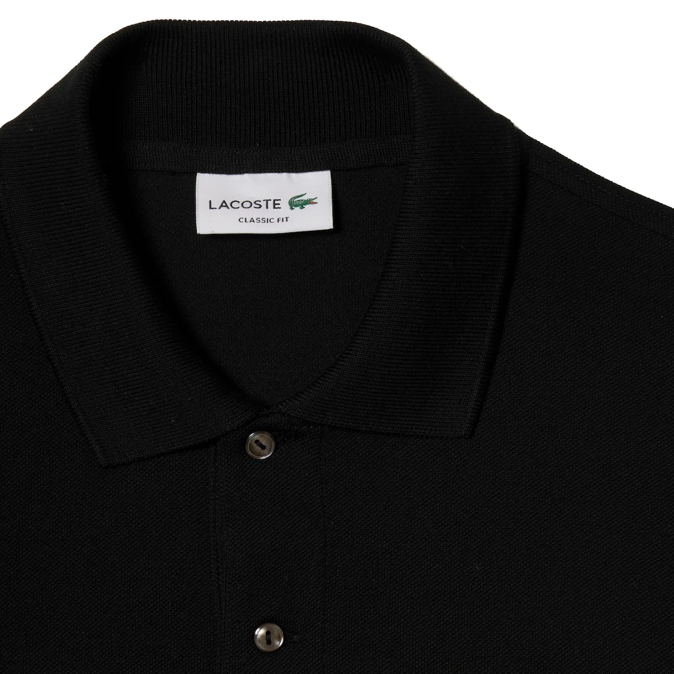Lacoste Original S/S L.12.12 Petit Pique Cotton Polo Shirt Black - Image 3