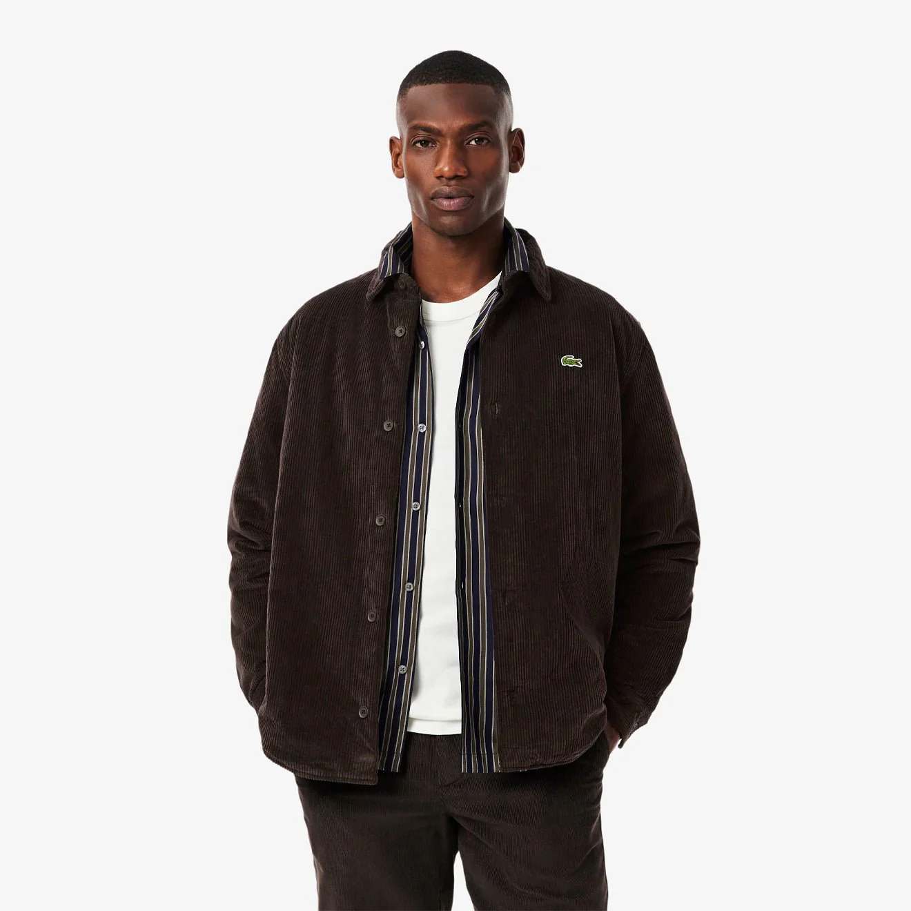 Lacoste Oversized Corduroy Overshirt Brown - Image 2