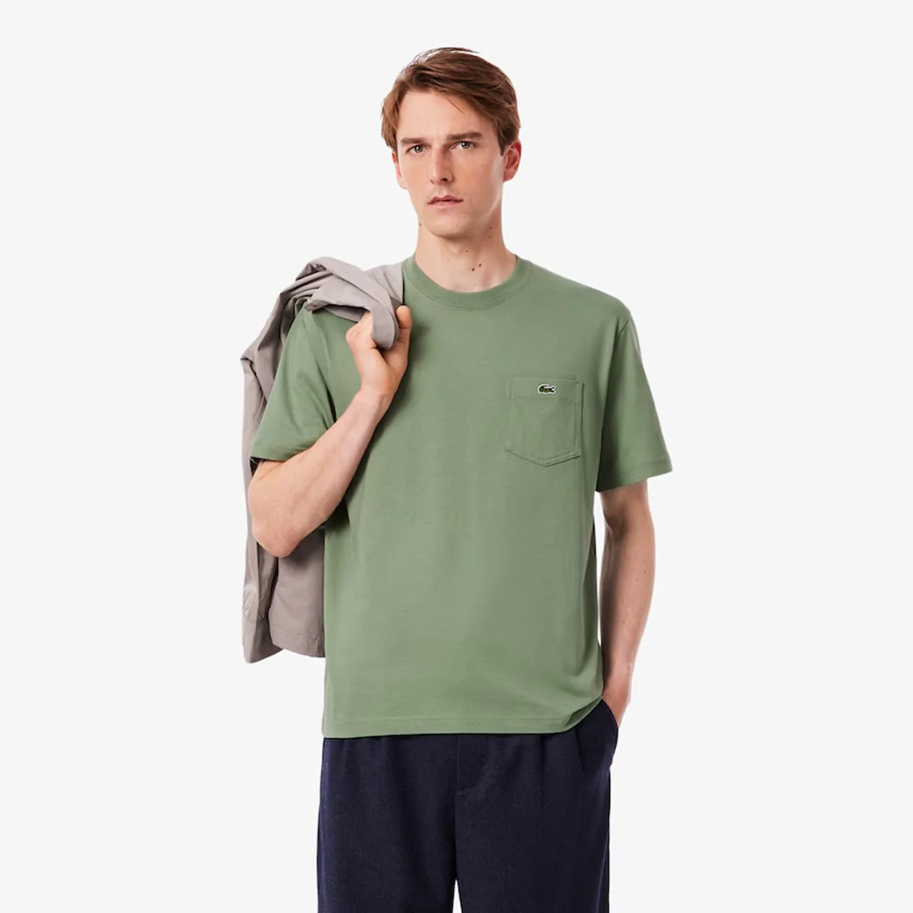 Lacoste Cotton T-Shirt with Breast Pocket Green - Image 2