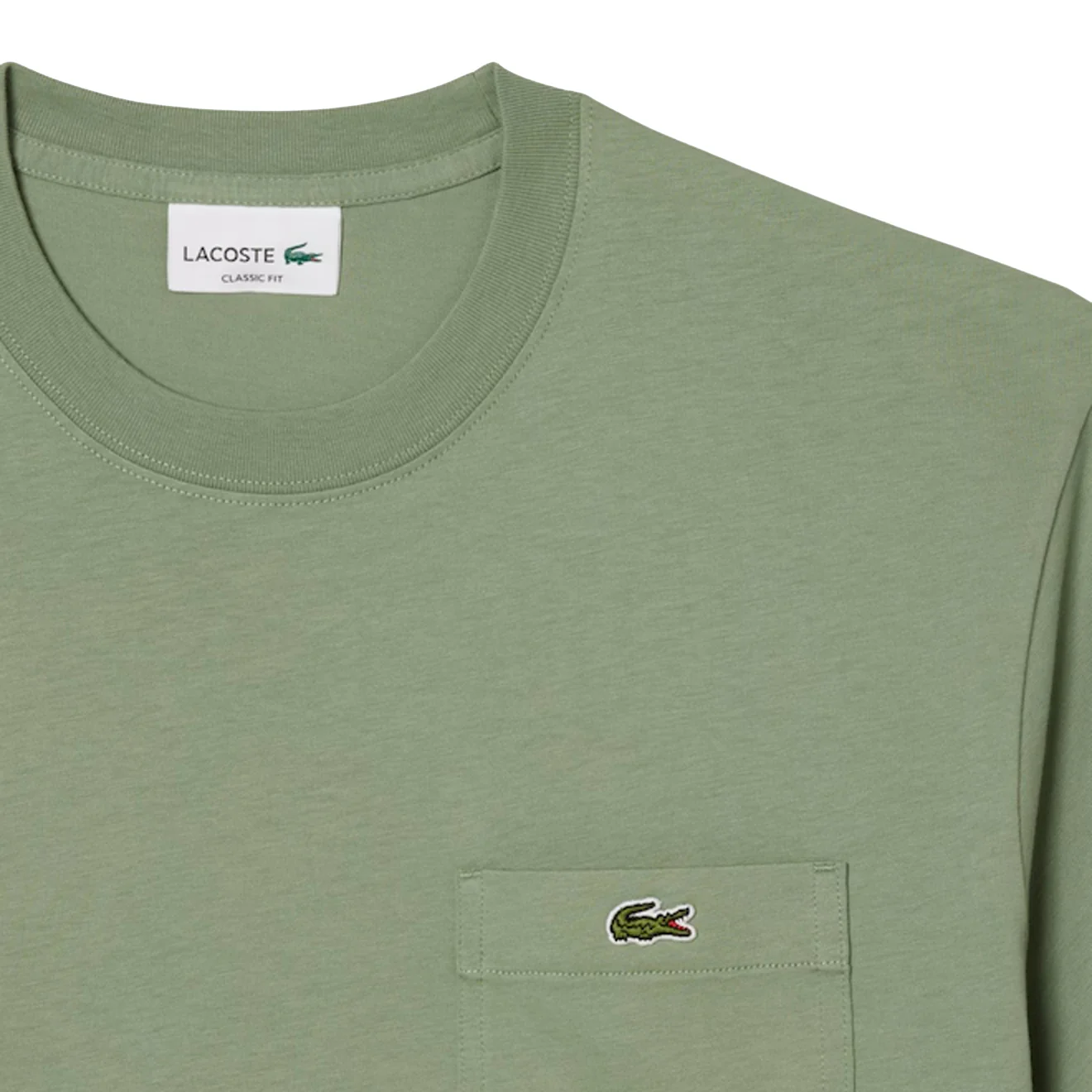 Lacoste Cotton T-Shirt with Breast Pocket Green - Image 3