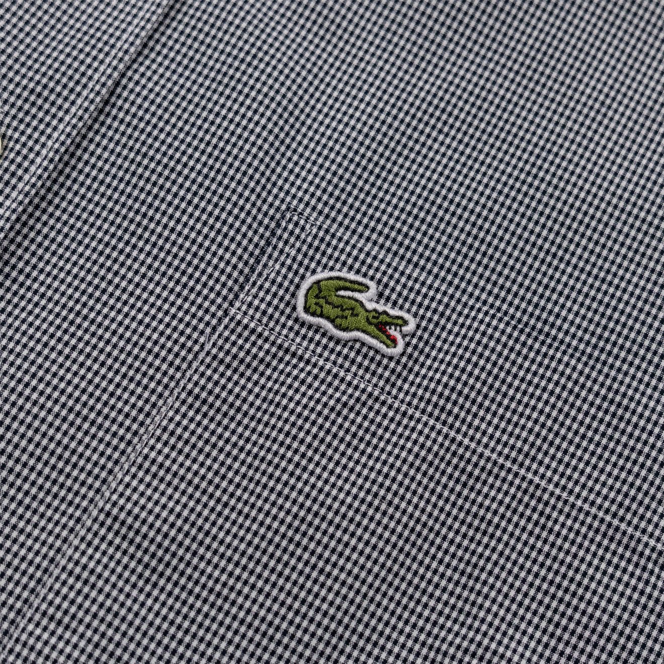 Lacoste Regular Fit Gingham Poplin Shirt White / Navy Blue - Image 3
